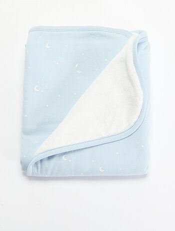 Manta estampada em algodão jersey e polar