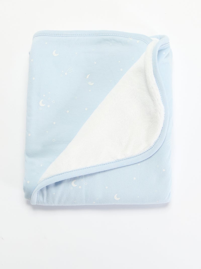 Manta estampada em algodão jersey e polar Azul - Kiabi