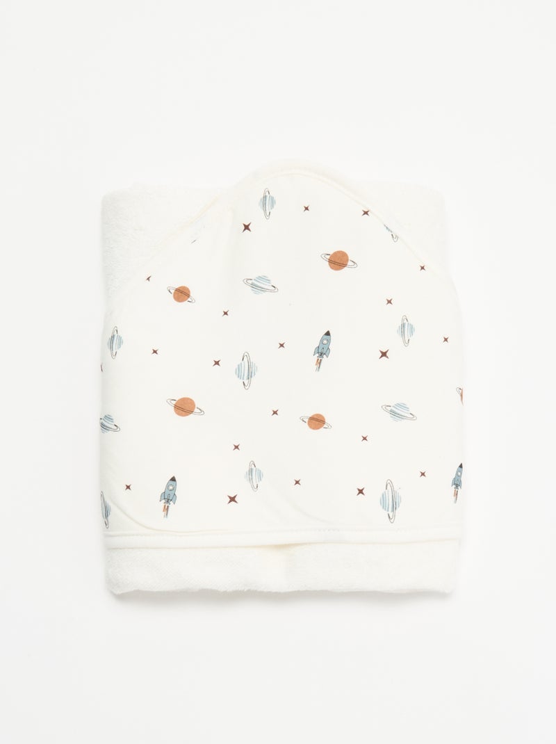 Manta estampada em algodão jersey e polar Azul - Kiabi