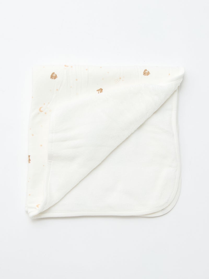 Manta estampada em algodão jersey e polar Branco - Kiabi