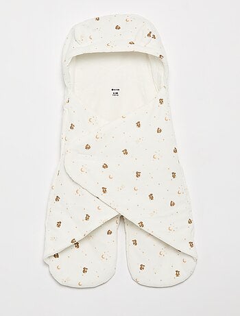 Manta estampada em algodão jersey e polar