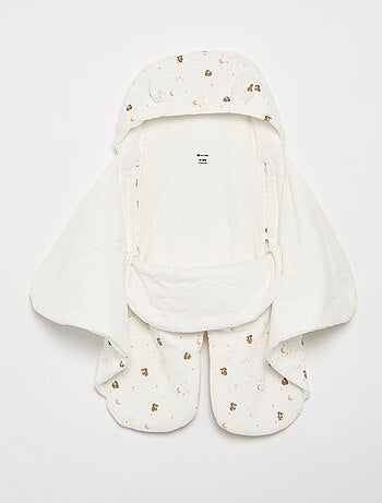 Manta estampada em algodão jersey e polar