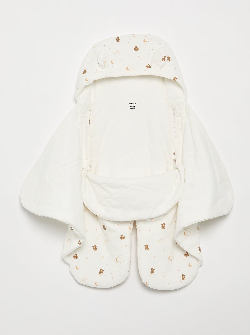 Manta estampada em algodão jersey e polar Branco - Kiabi