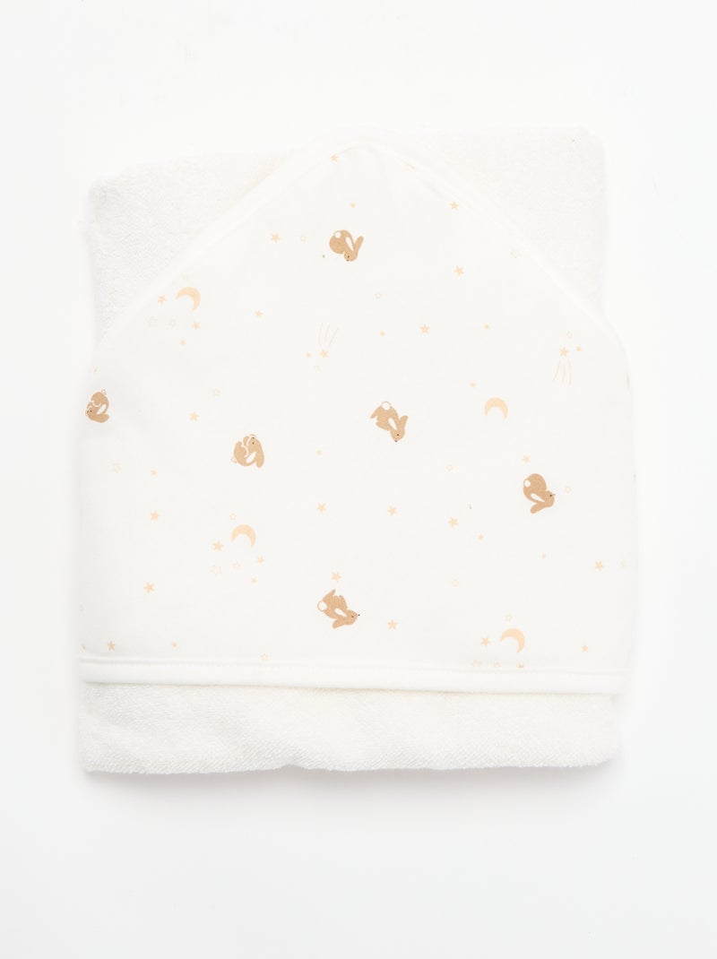Manta estampada em algodão jersey e polar Branco - Kiabi