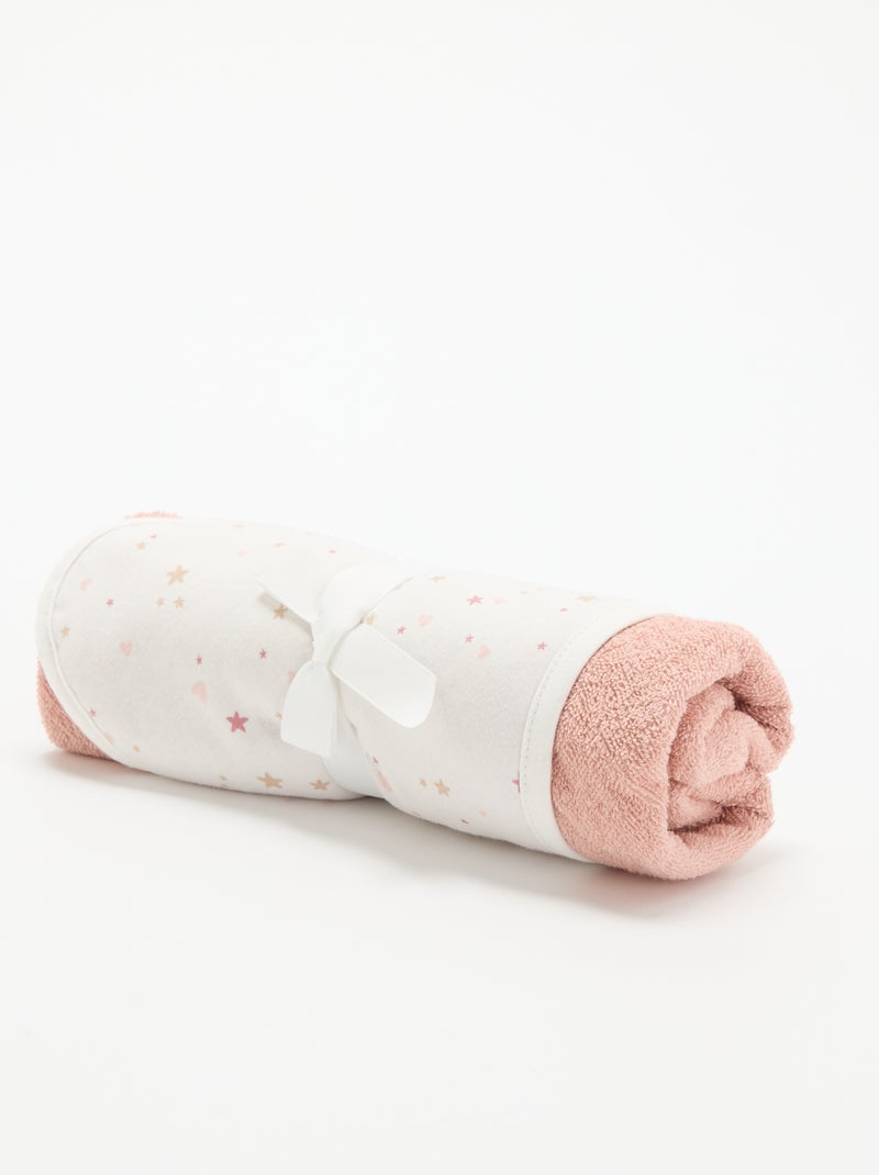 Manta estampada em algodão jersey e polar Rosa - Kiabi
