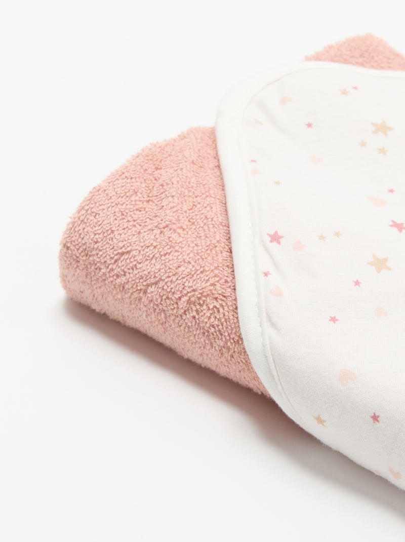 Manta estampada em algodão jersey e polar Rosa - Kiabi