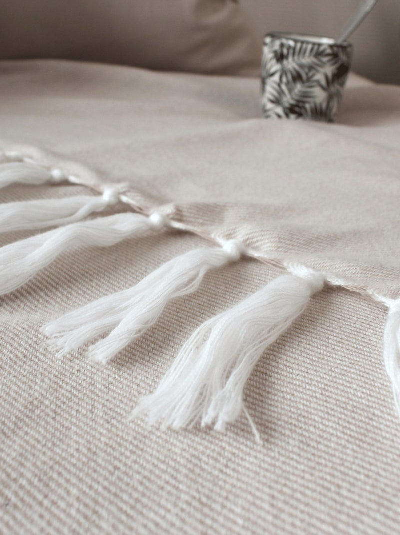 Manta jacquard Bege - Kiabi