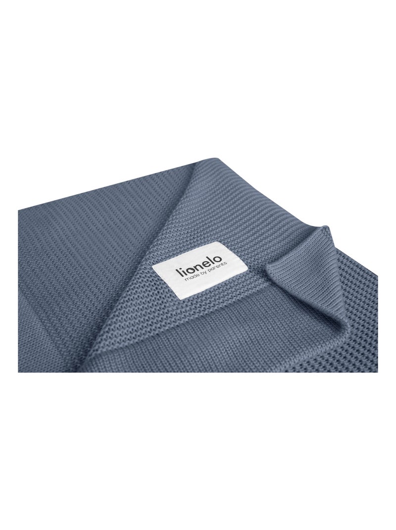 Manta para bebé 100% algodão LIONELO – Hipoalergénica – Antibacteriana – 100 × 75 cm Azul - Kiabi
