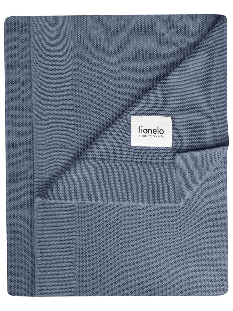 Manta para bebé 100% algodão LIONELO – Hipoalergénica – Antibacteriana – 100 × 75 cm Azul - Kiabi