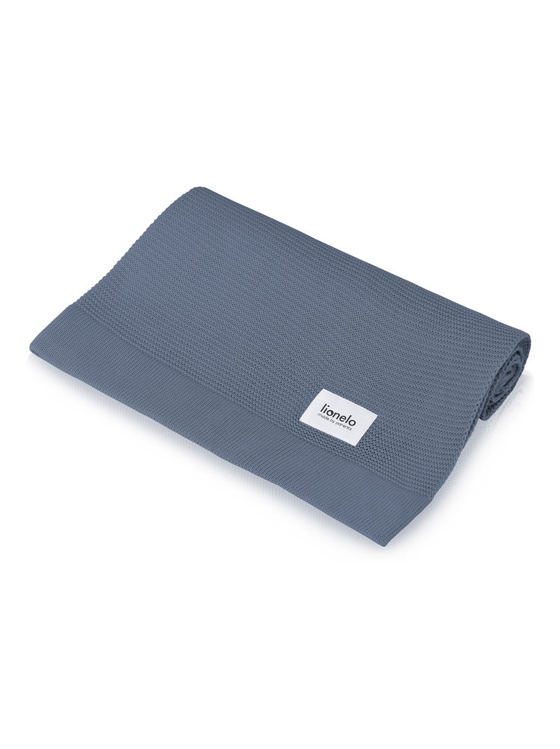 Manta para bebé 100% algodão LIONELO – Hipoalergénica – Antibacteriana – 100 × 75 cm Azul - Kiabi