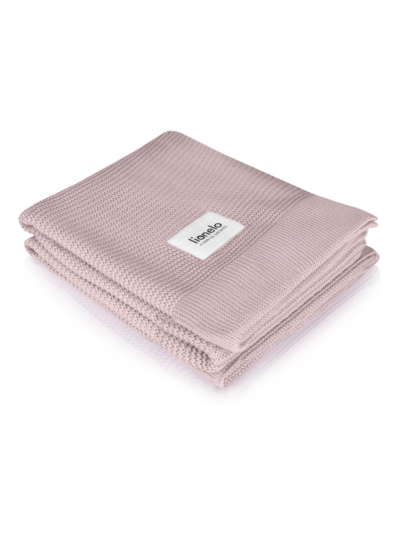 Manta para bebé 100% algodão LIONELO – Hipoalergénica – Antibacteriana – 100 × 75 cm Rosa - Kiabi