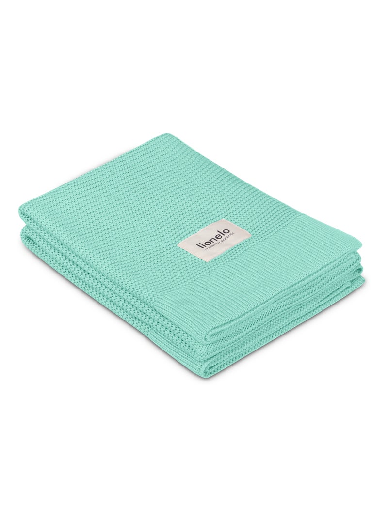Manta para bebé 100% algodão LIONELO – Hipoalergénica – Antibacteriana – 100 × 75 cm Verde - Kiabi