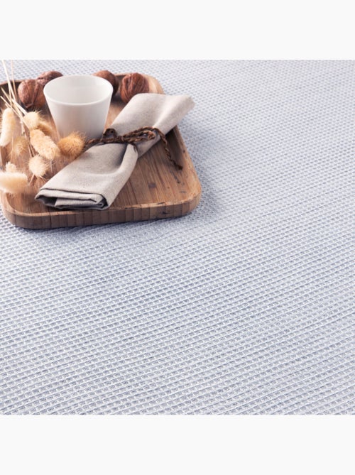 Manta plaid em tecido texturizado de fio tingido, relevo em favo de mel e franjas - Gamusi. - Kiabi