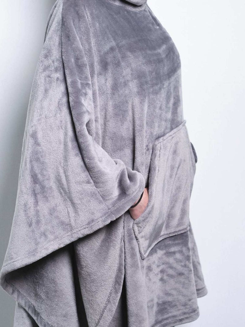 Manta poncho com bolso canguru CINZA - Kiabi