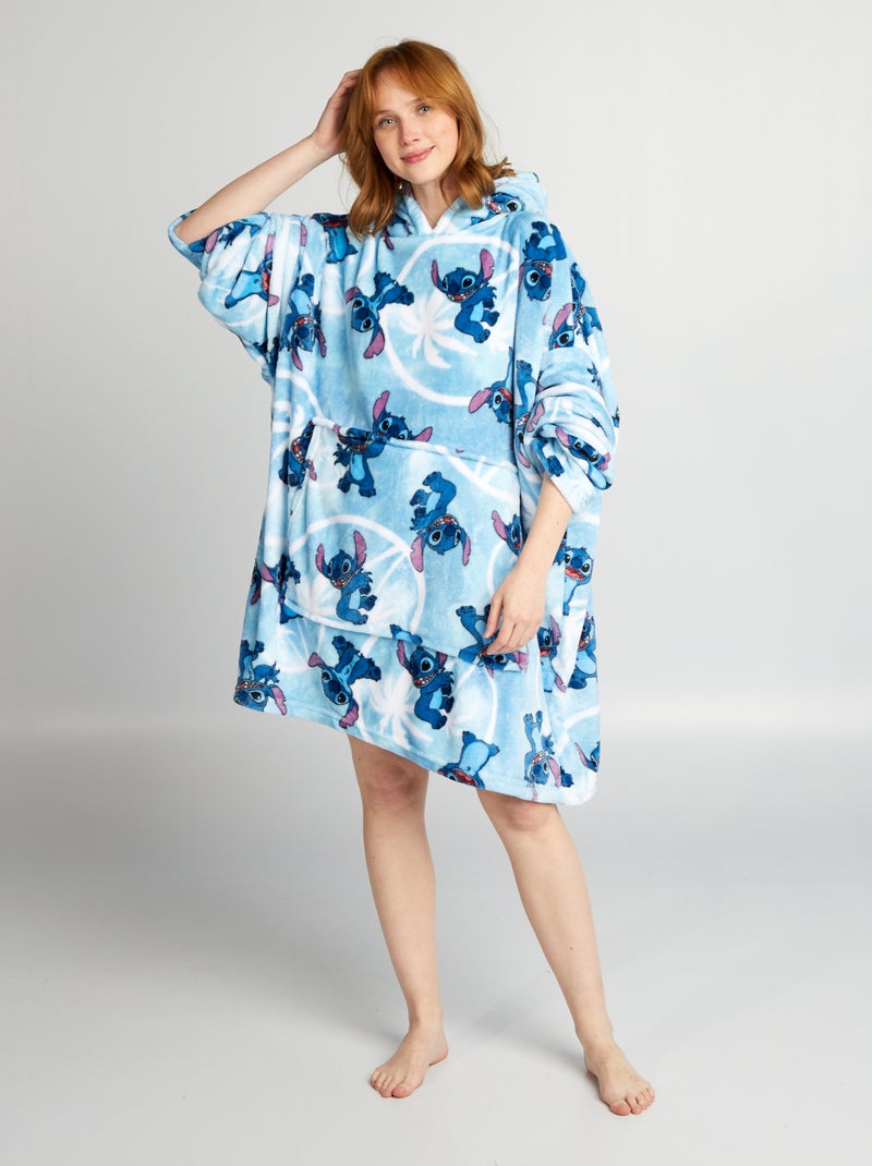 Manta poncho 'Stitch' com bolso à frente AZUL - Kiabi