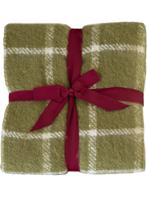Manta xadrez com aspeto de mohair e franjas - Kiabi Manta xadrez com aspeto de mohair e franjas - Kiabi