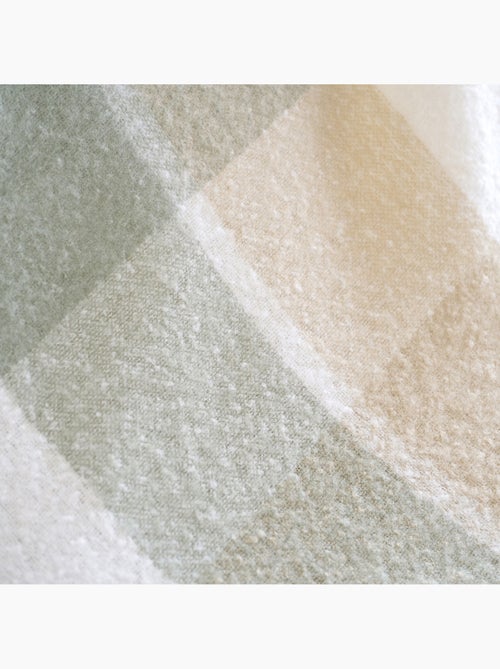 Manta xadrez com aspeto de mohair e franjas - Kiabi