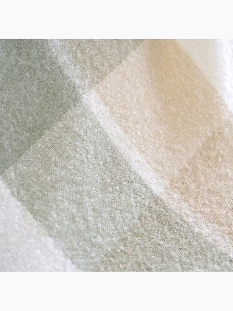 Manta xadrez com aspeto de mohair e franjas Verde - Kiabi