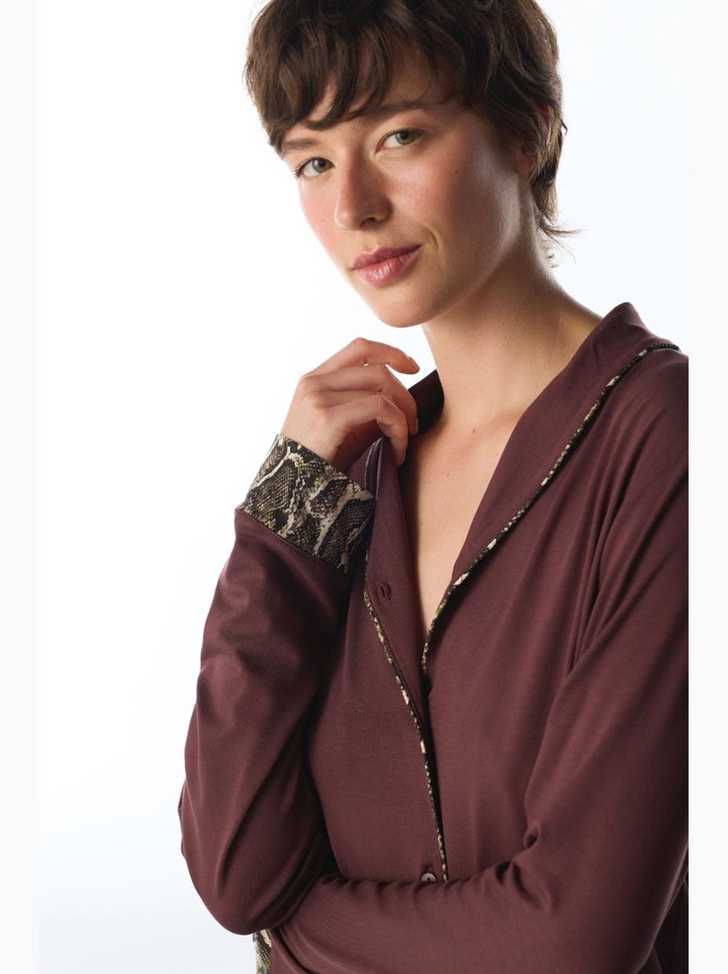 Margot conjunto de pijama com camisa e calças de manga comprida, estampado de serpente penti Vermelho bordô - Kiabi