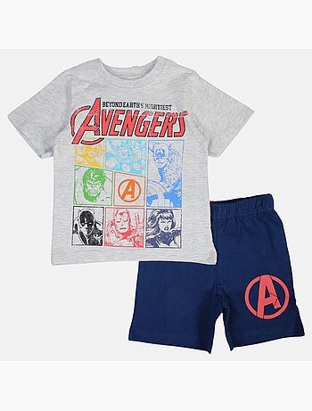 Marvel - T-shirt com estampa e calções a condizer