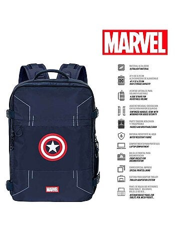 Marvel Capitão América Gears Mochila de Viagem Mercury Grande 47x23x33cm, Azul