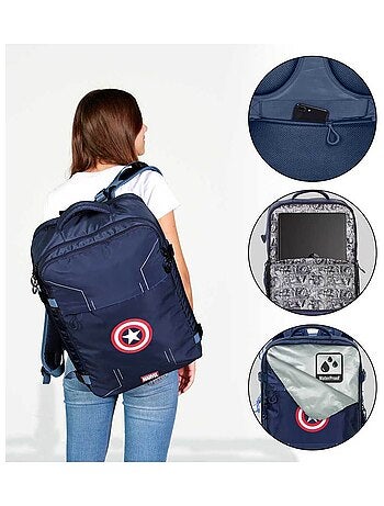 Marvel Capitão América Gears Mochila de Viagem Mercury Grande 47x23x33cm, Azul