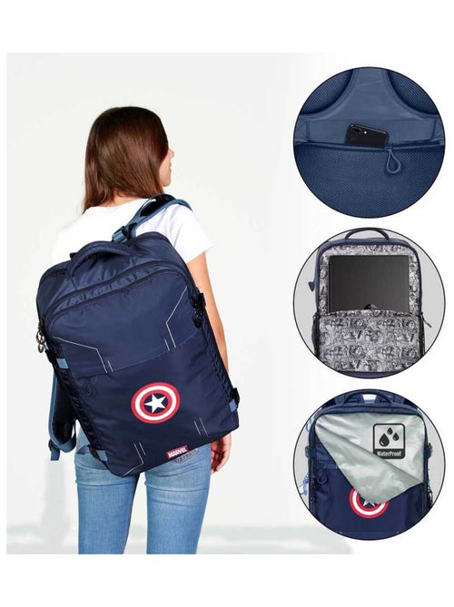 Marvel Capitão América Gears Mochila de Viagem Mercury Grande 47x23x33cm, Azul - Kiabi Marvel Capitão América Gears Mochila de Viagem Mercury Grande 47x23x33cm, Azul - Kiabi