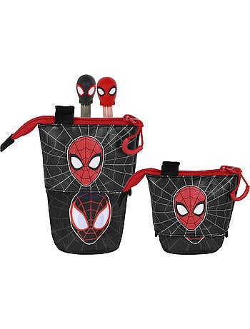 Marvel Homem-Aranha Peter Estojo Cute + 2 Canetas de Gel Apagáveis, Vermelha