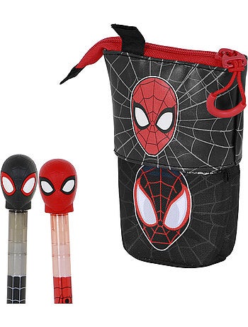 Marvel Homem-Aranha Peter Estojo Cute + 2 Canetas de Gel Apagáveis, Vermelha