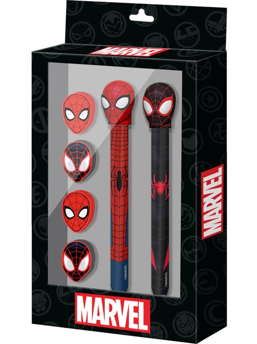 Marvel Homem-Aranha Peter Pack de Caneta de Gel Apagável + Lápis Eterno + 4 Borrachas, Vermelha - Kiabi