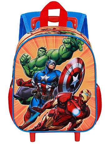 Marvel Os Vingadores Attack Mochila 3D com Rodas Pequena, Vermelha
