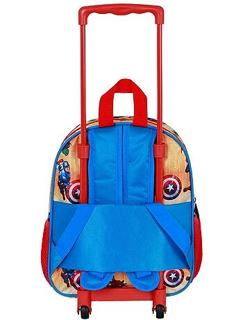 Marvel Os Vingadores Attack Mochila 3D com Rodas Pequena, Vermelha