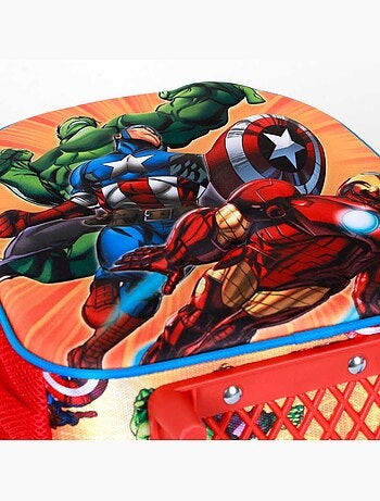 Marvel Os Vingadores Attack Mochila 3D com Rodas Pequena, Vermelha