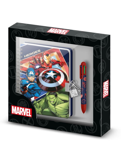 Marvel Os Vingadores Battle Conjunto Diário A5 + Caneta 6 Cores, Azul - Kiabi