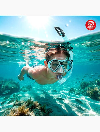 Máscara de cristal para esportes aquáticos com tubo de silicone +12 anos