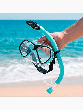 Máscara de cristal para esportes aquáticos com tubo de silicone +12 anos
