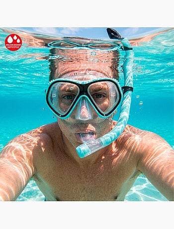 Máscara de cristal para esportes aquáticos com tubo de silicone +12 anos