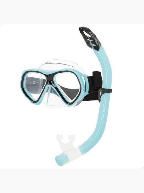 Máscara de cristal para esportes aquáticos com tubo de silicone +12 anos - Kiabi