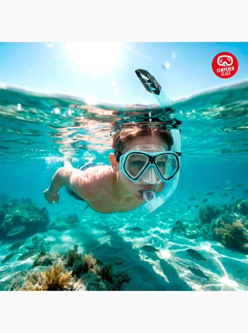 Máscara de cristal para esportes aquáticos com tubo de silicone +12 anos - Kiabi