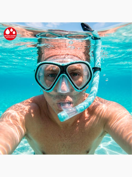 Máscara de cristal para esportes aquáticos com tubo de silicone +12 anos - Kiabi