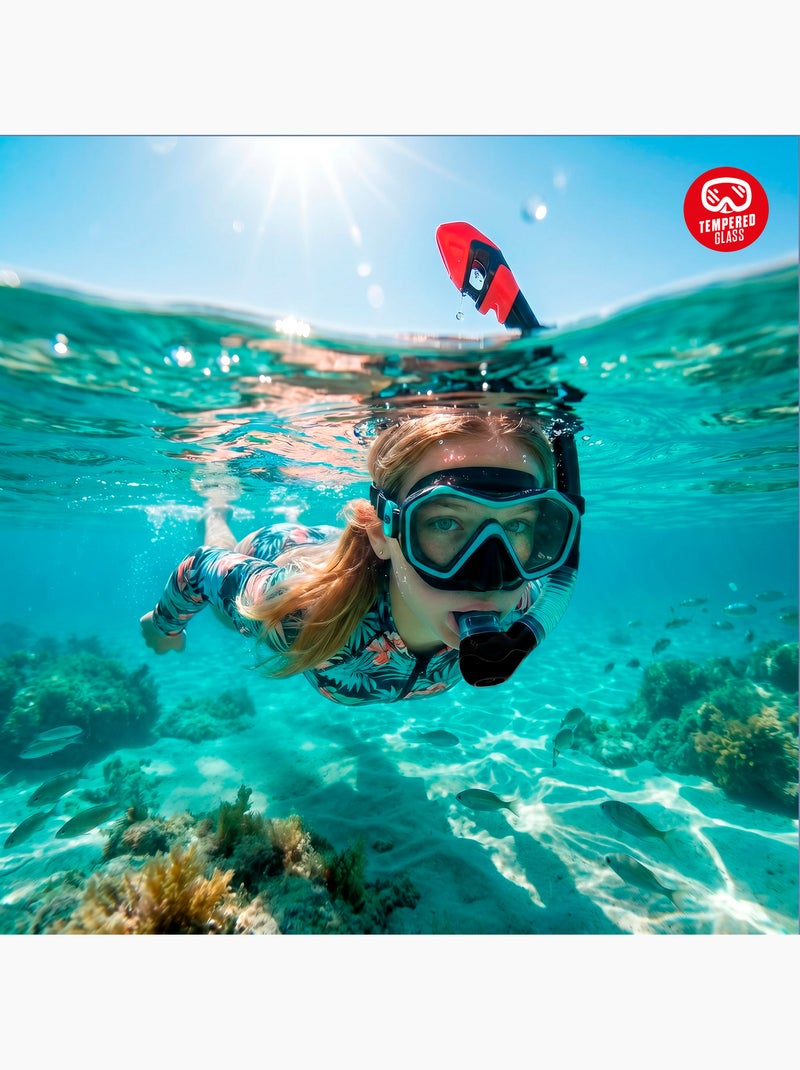 Máscara de cristal para esportes aquáticos com tubo de silicone +12 anos N/D - Kiabi