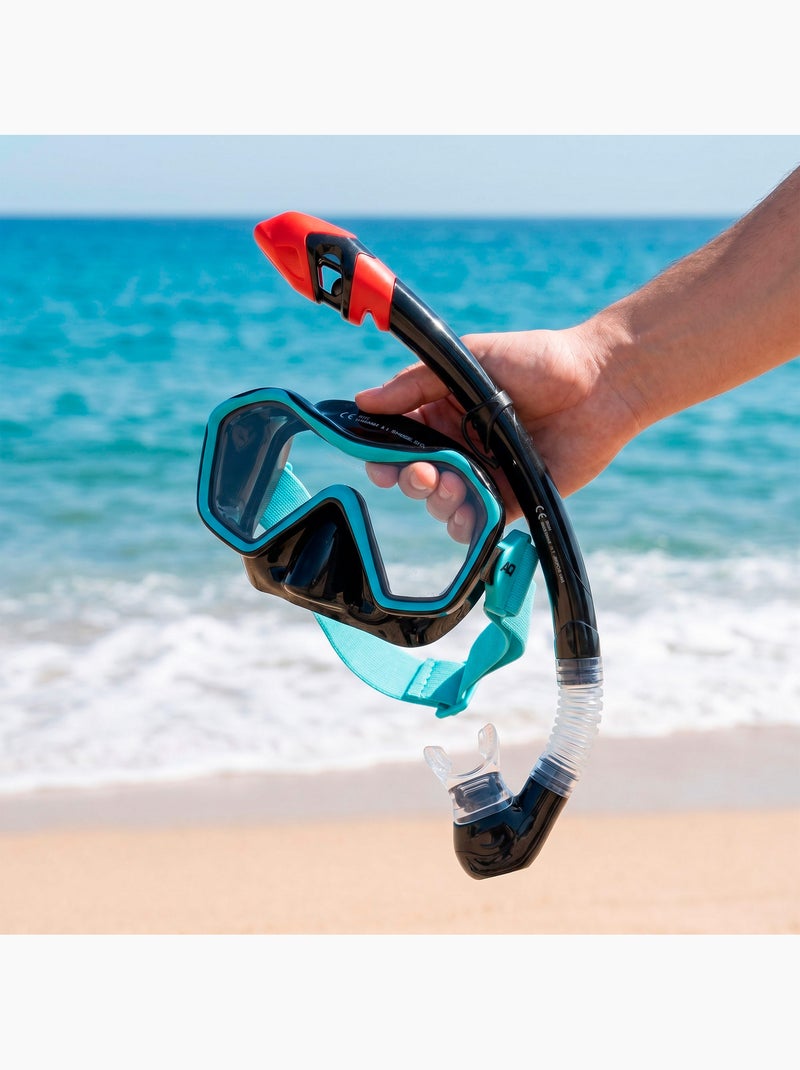 Máscara de cristal para esportes aquáticos com tubo de silicone +12 anos N/D - Kiabi