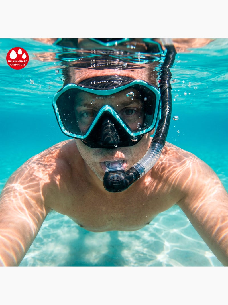 Máscara de cristal para esportes aquáticos com tubo de silicone +12 anos N/D - Kiabi