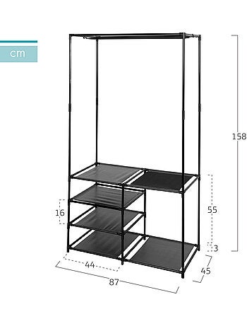 Max home armário aberto 4 prateleiras em tecido 87x45x158 cm