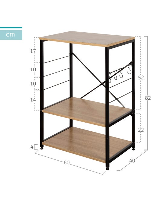 Max home armário lateral de cozinha em madeira e aço 60x40x82 cm - Kiabi