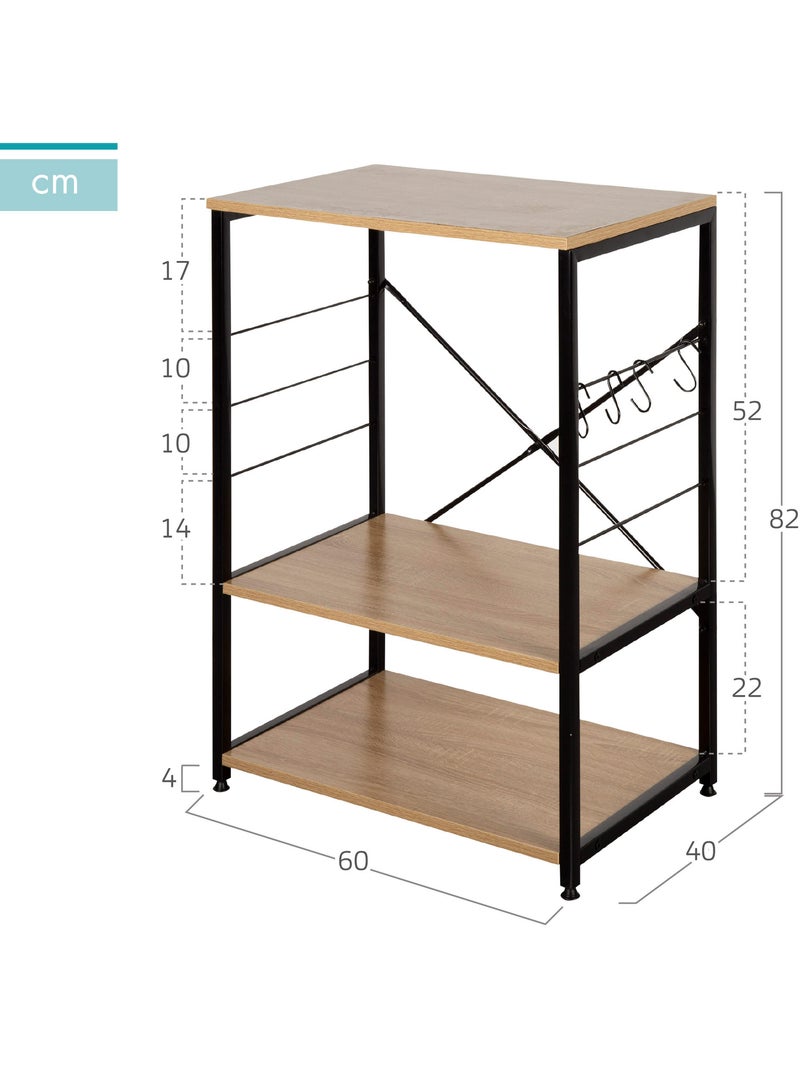 Max home armário lateral de cozinha em madeira e aço 60x40x82 cm Madeira natural - Kiabi
