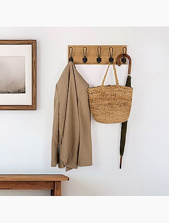 Max home cabide de parede de madeira com 5 ganchos, 47 x 7 x 15 cm