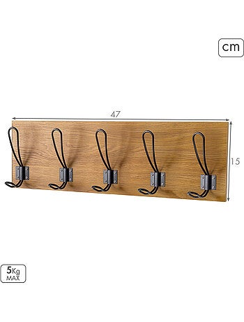 Max home cabide de parede de madeira com 5 ganchos, 47 x 7 x 15 cm
