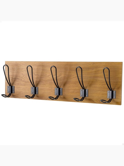Max home cabide de parede de madeira com 5 ganchos, 47 x 7 x 15 cm - Kiabi