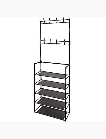 Max home cabideiro de pé 60x25x173 cm de plástico com 8 cabides e 5 prateleiras